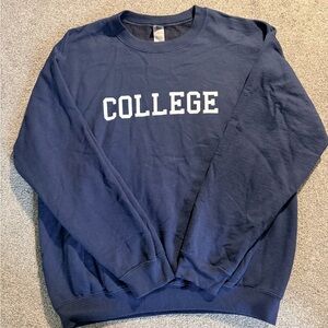 Gildan Navy Crewneck Sweater with College Print
